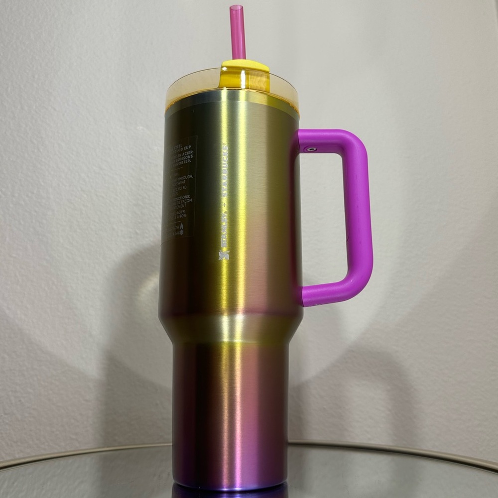 New Starbucks Stanley 2024 Summer Sunset PVD Oil Slick 40 oz Quencher Tu…